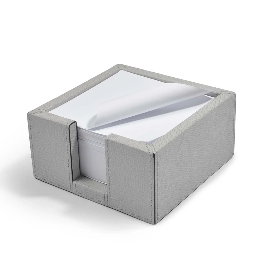 Note Box, leather, square, light grey
