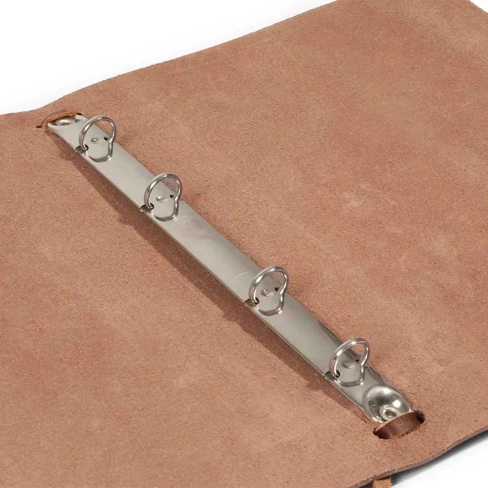 Ring Binder, A5, 4-ring mechanism, leather, dark brown