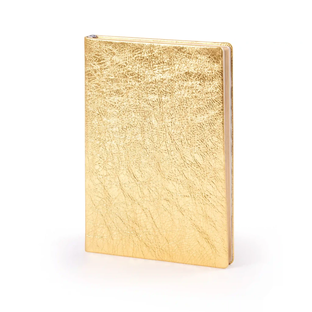 Notebook A5, leather, Gold, blank