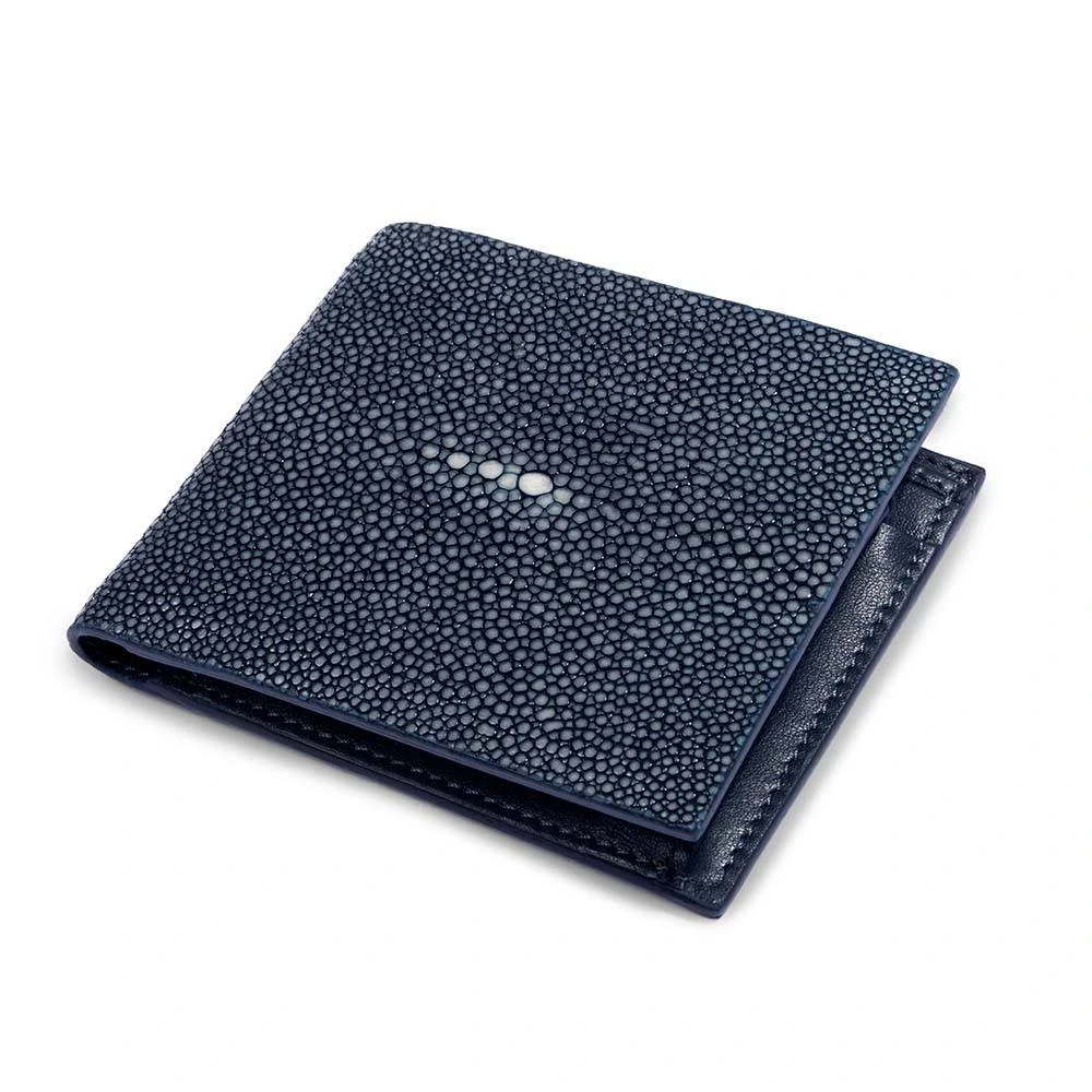 Wallet with Coin Pocket, stingray leather, dark blue