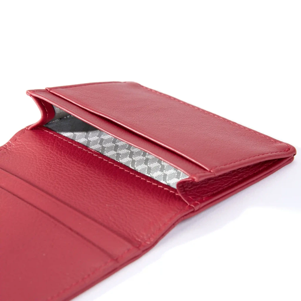 Card Wallet, 3 cc, Kollektion  1977, leather, bifold, red
