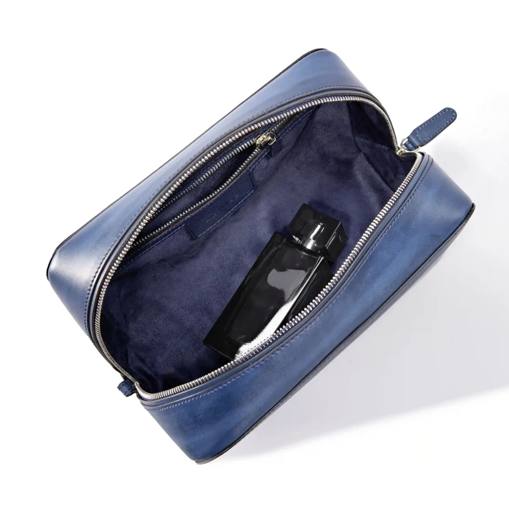 Toiletry Bag Porto Cervo, leather, blue