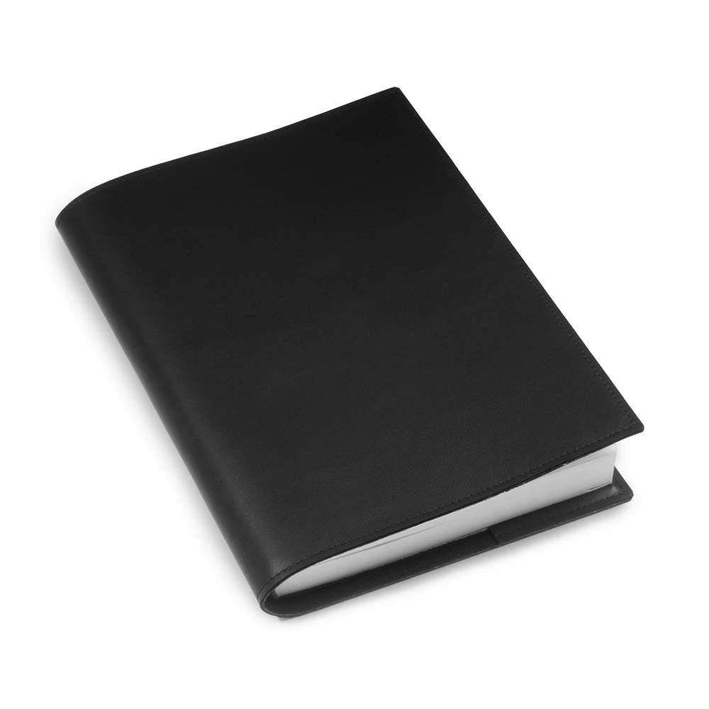 Book cover for DIN A5 books, smooth leather, black