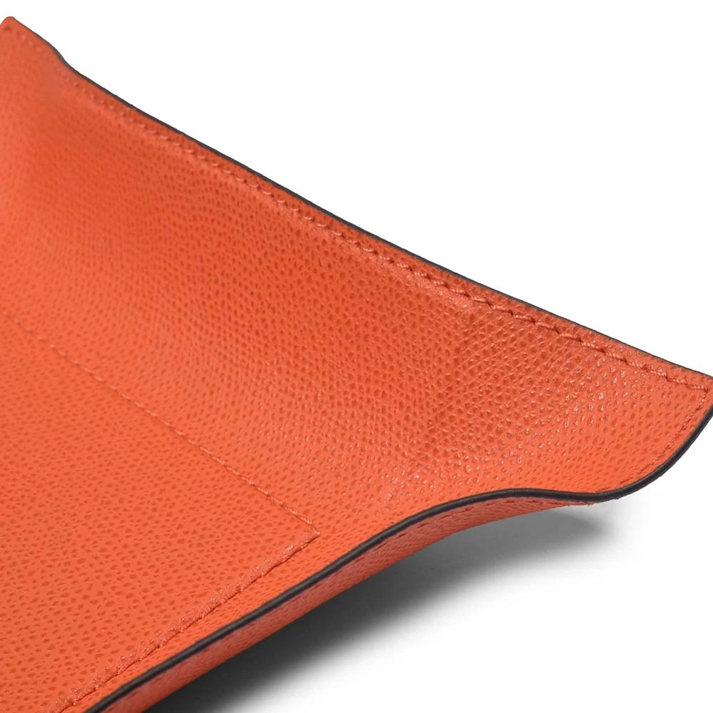 Valet tray square, leather, 20 x 20 cm, mango