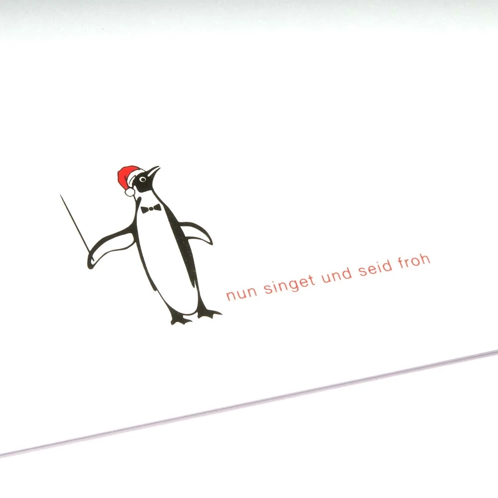 Christmas card christmas penguin nun singet und seid froh