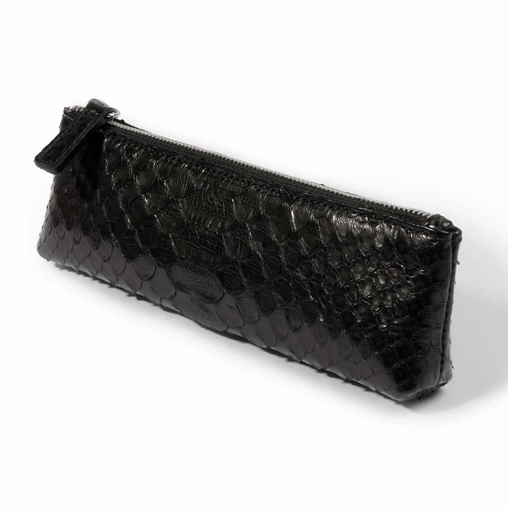 Pencil Case, python leather, black