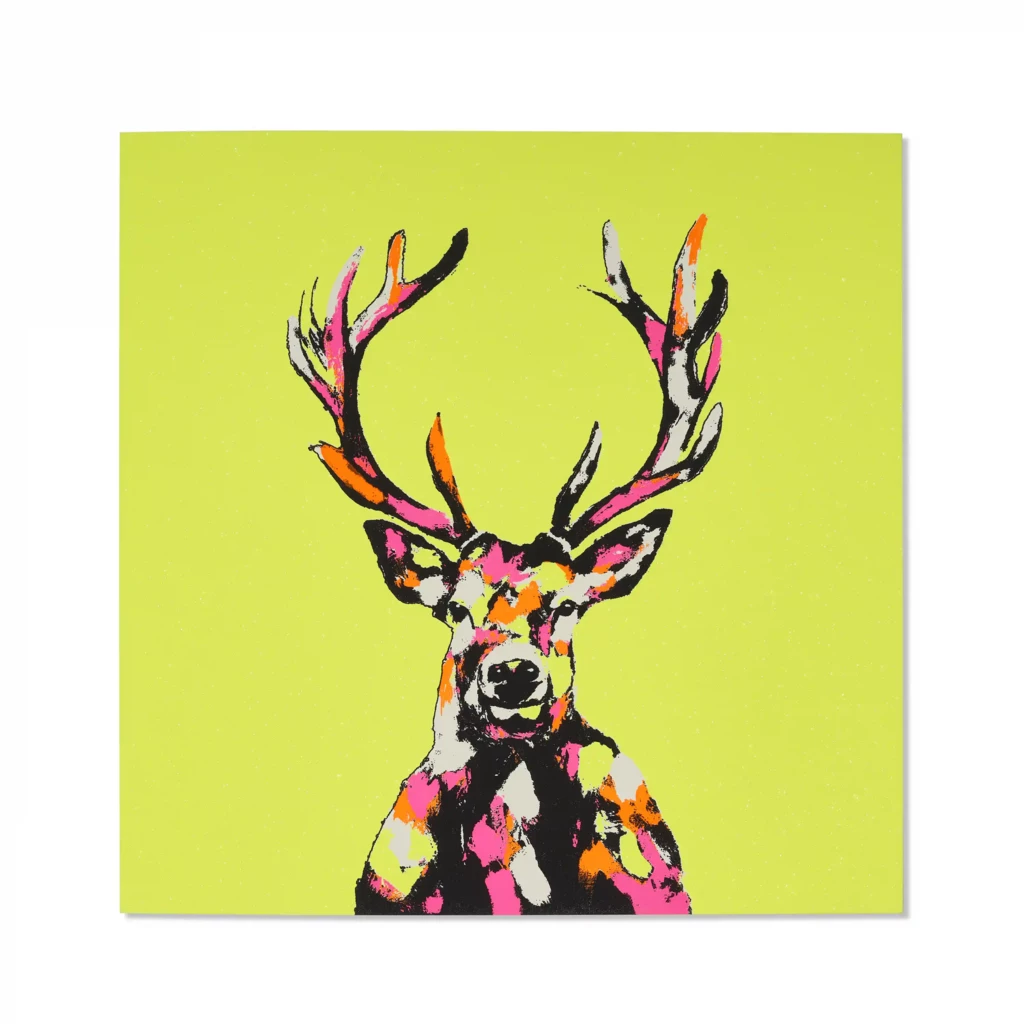 Greeting card Deer neon yellow