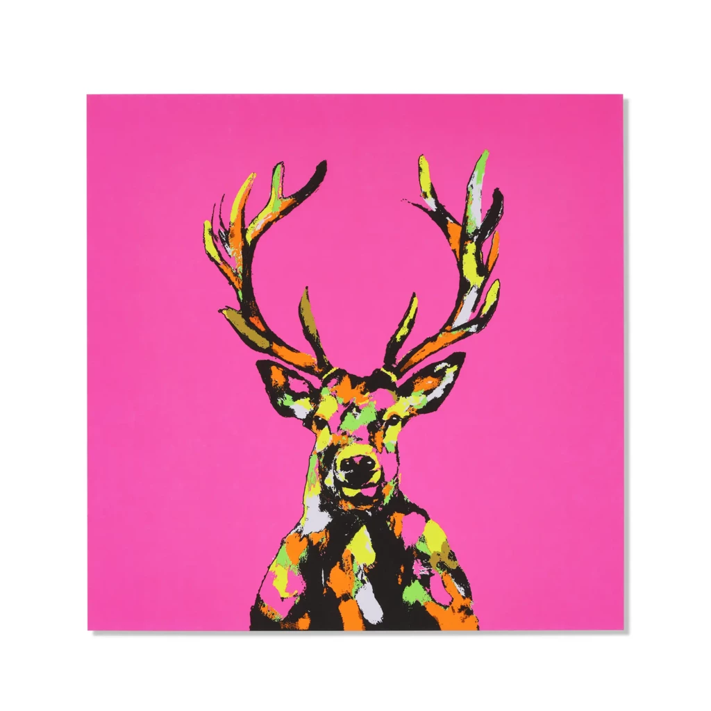 Greeting card Deer neon pink