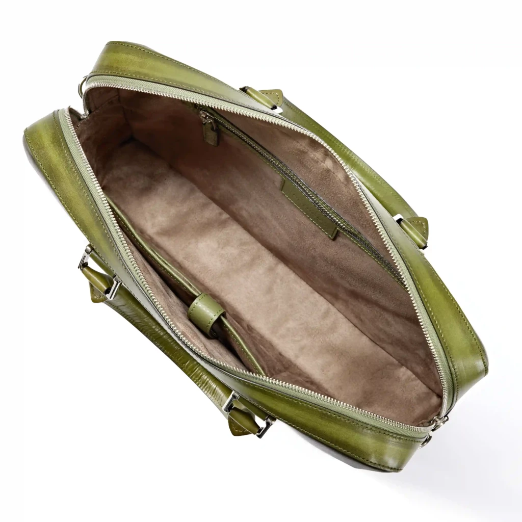 Briefcase Porto Cervo, leather, olive green