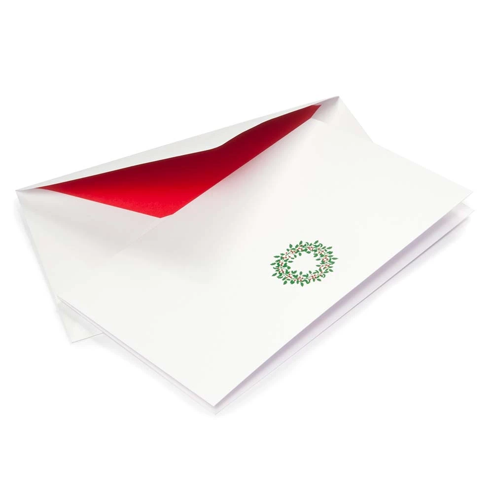Christmas card holly circle smooth white