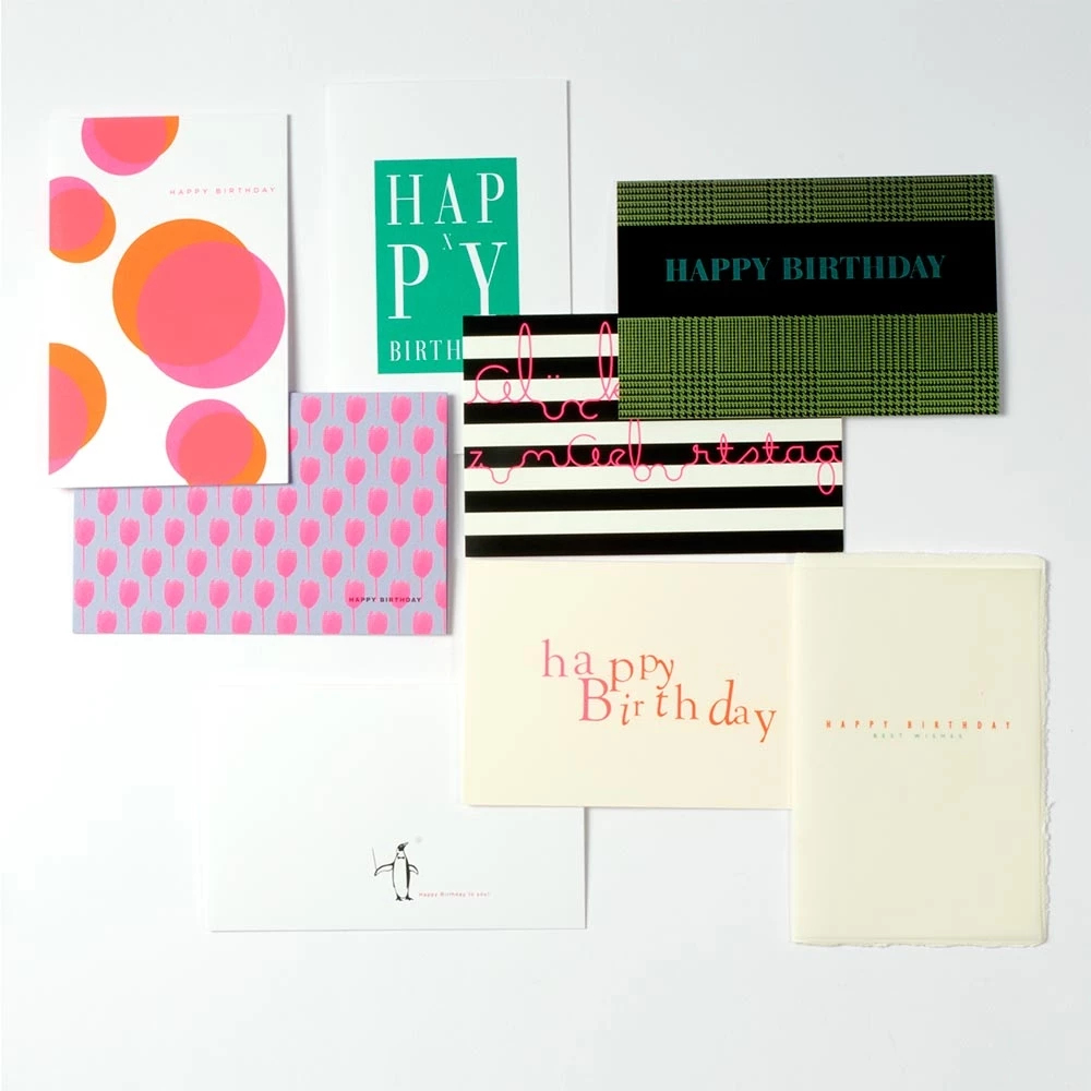 Greeting card set Happy Birthdays Diplomat with 8 folding cards