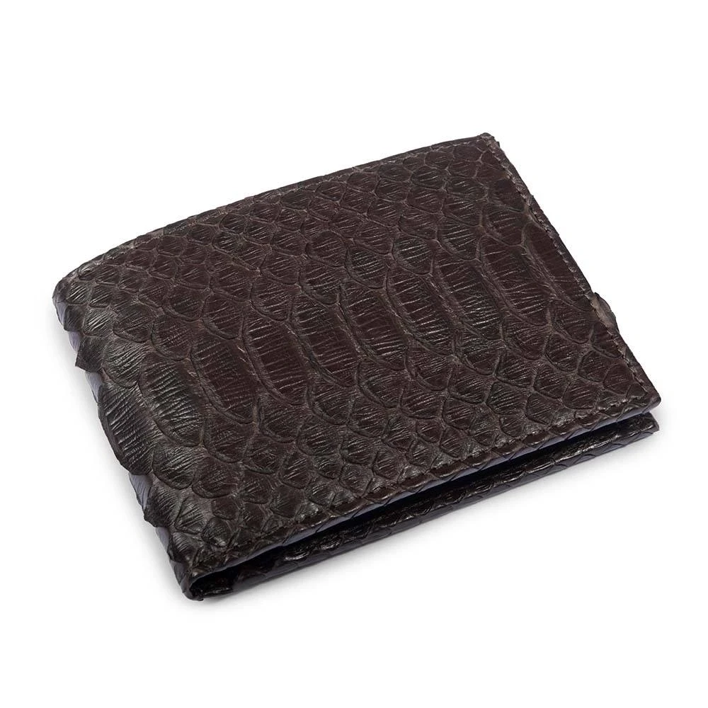 Wallet with Coin Pocket, python leather, wide, brown