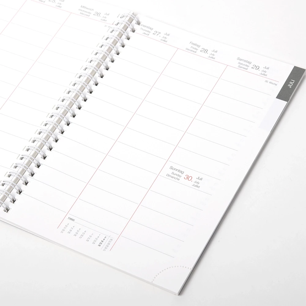 Konsul weekly calendar 2026, Wire-O binding, onyx black