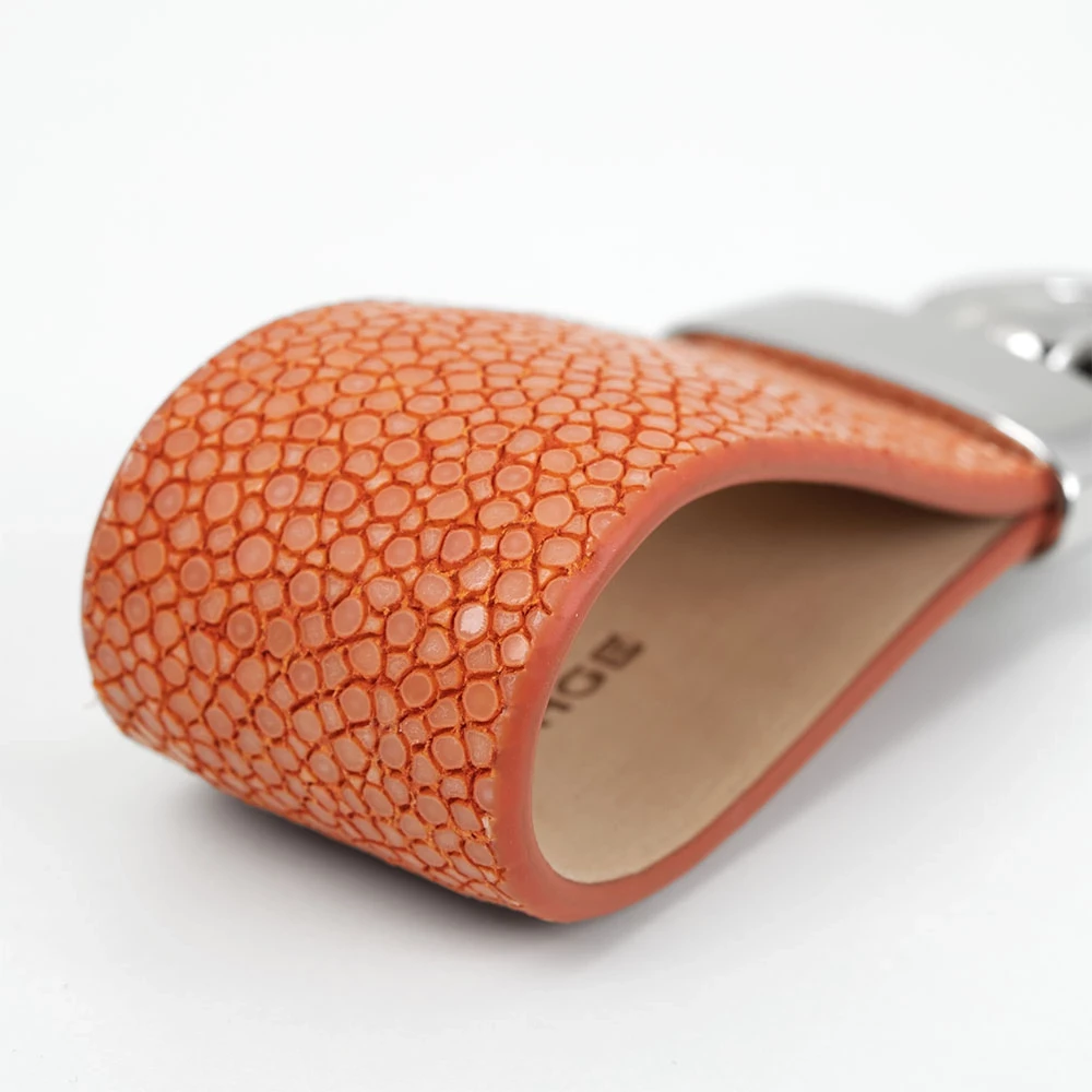 Key Ring, stingray leather, orange