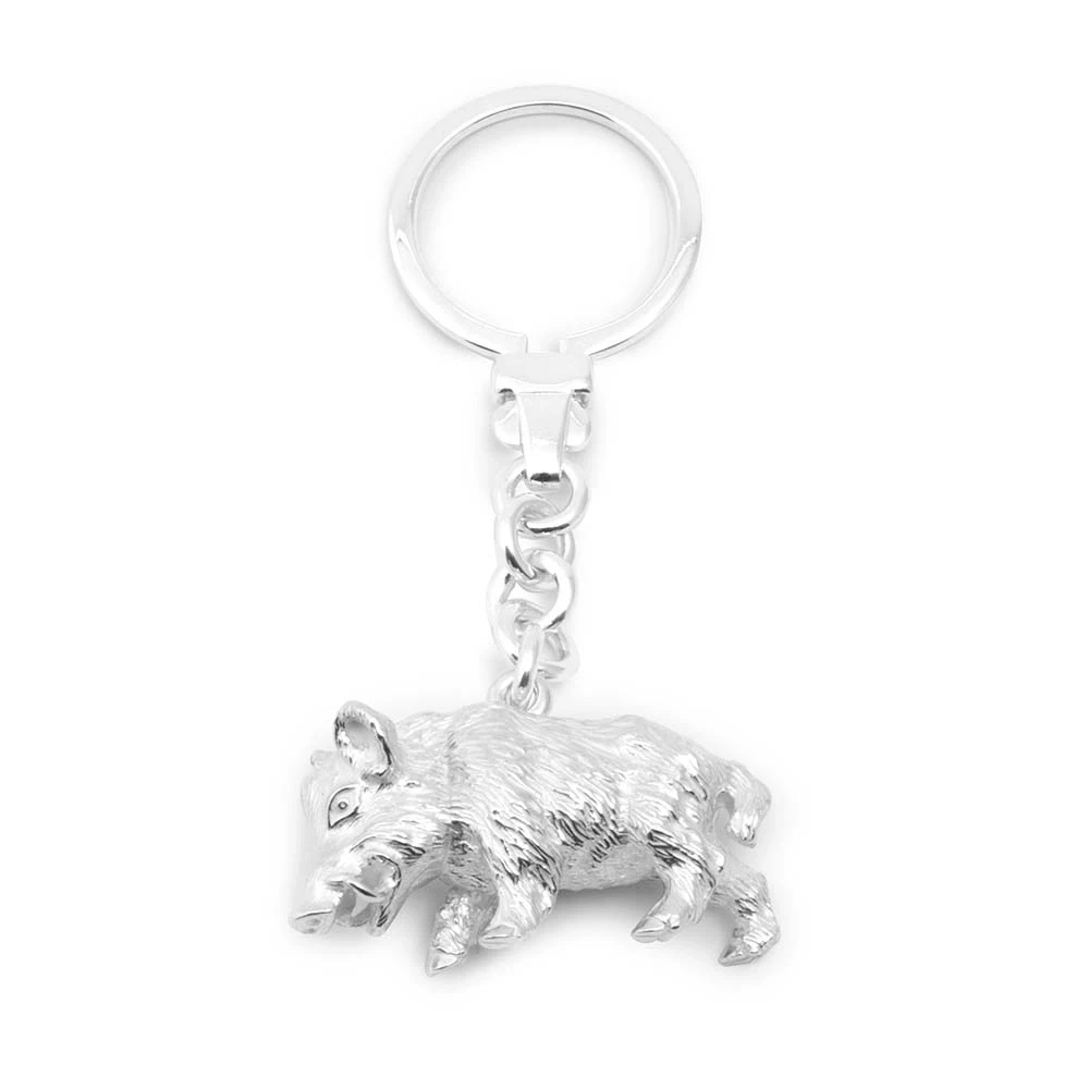 Key chain Wild Boar, 925 sterling silver