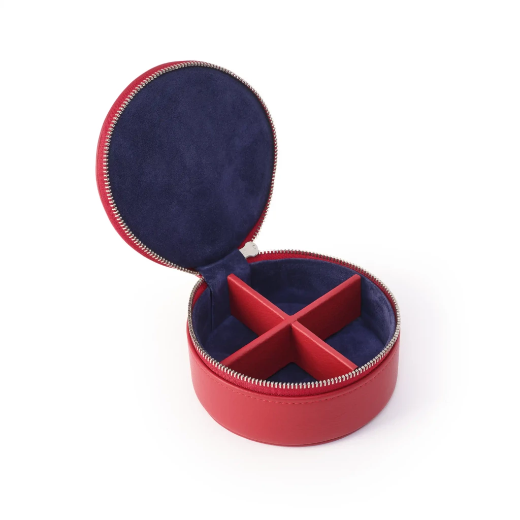 Jewellery case, Collection 1977, leather, red