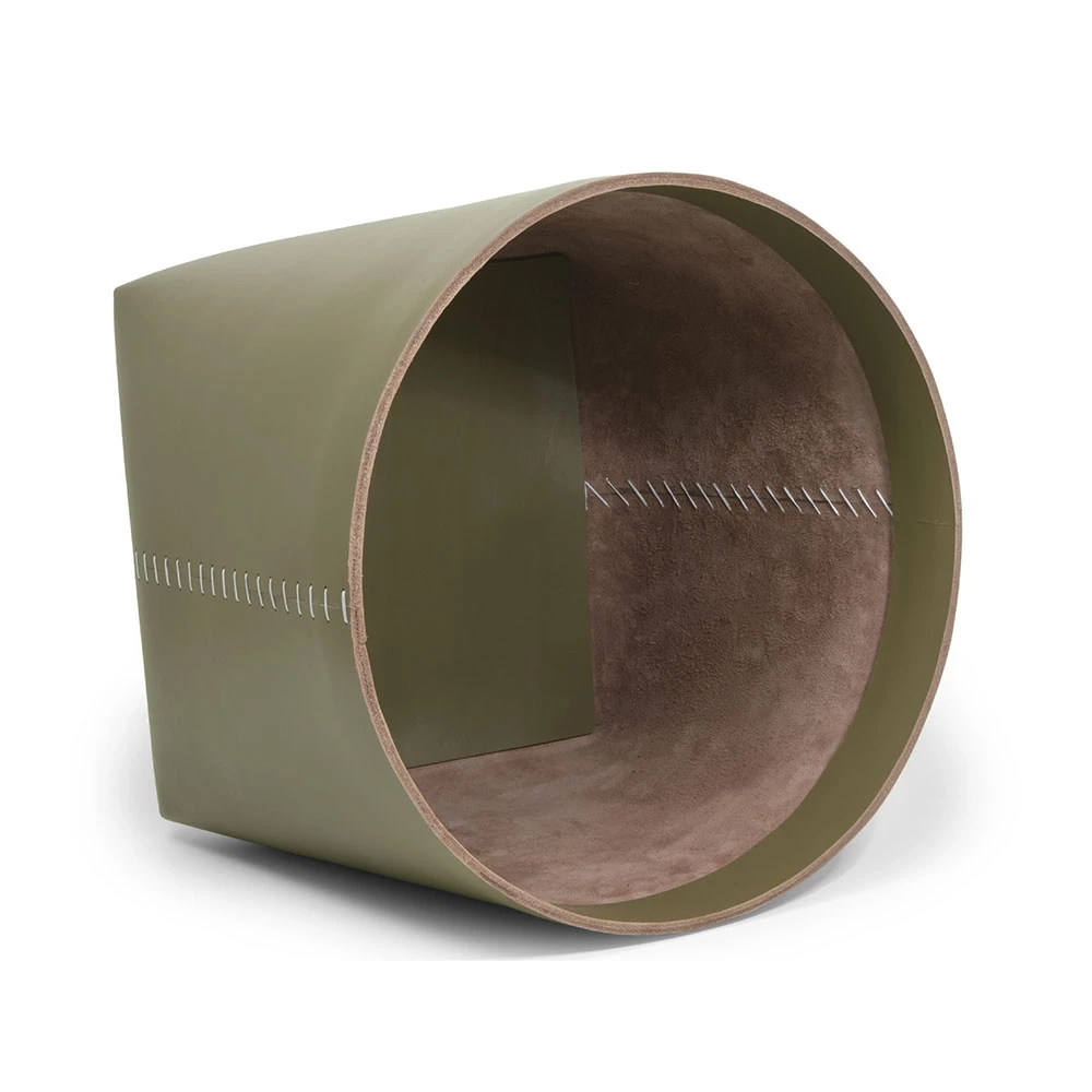 Wastepaper Basket, leather, H  30 cm, D 38 cm, clay