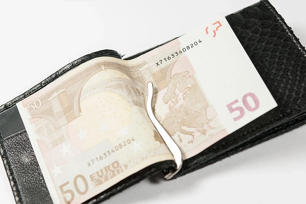 Wallet Doppio with Coin Pocket, python leather, black