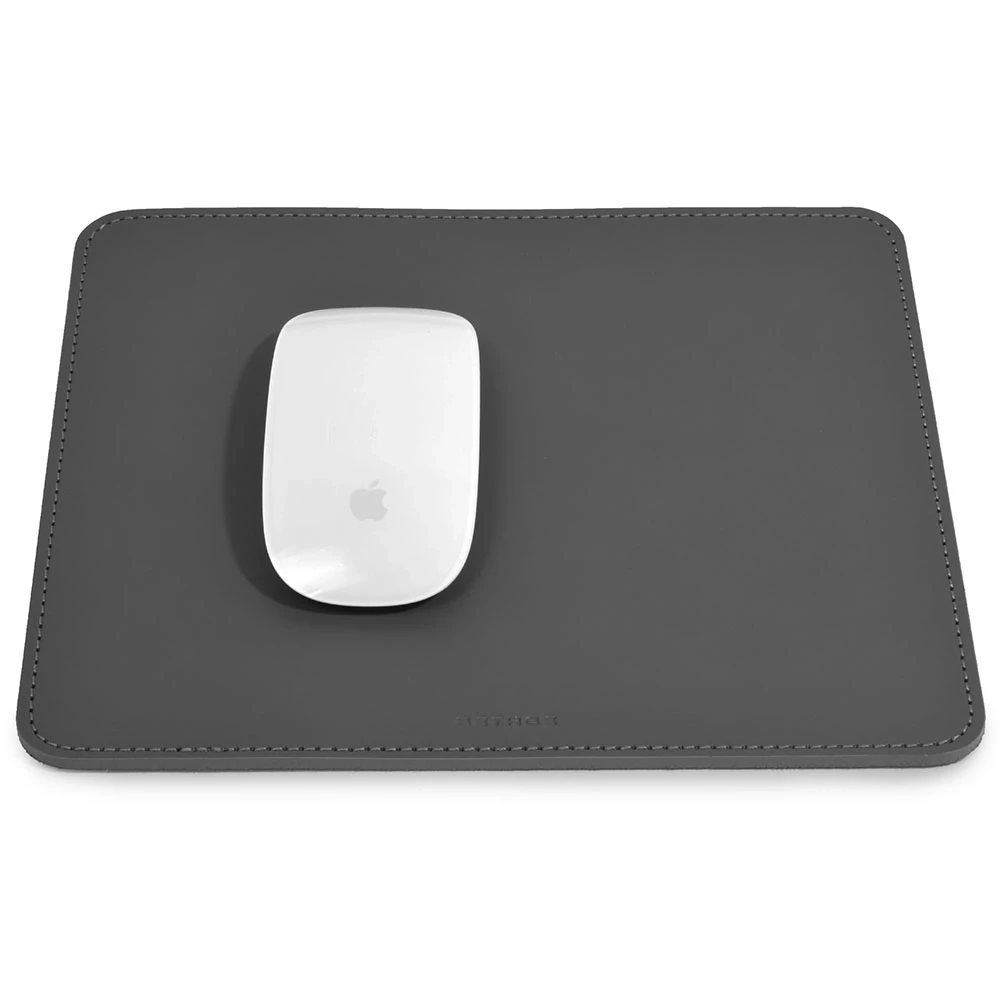 Mouse Mat, leather, 24.5 x 21  cm, dark grey