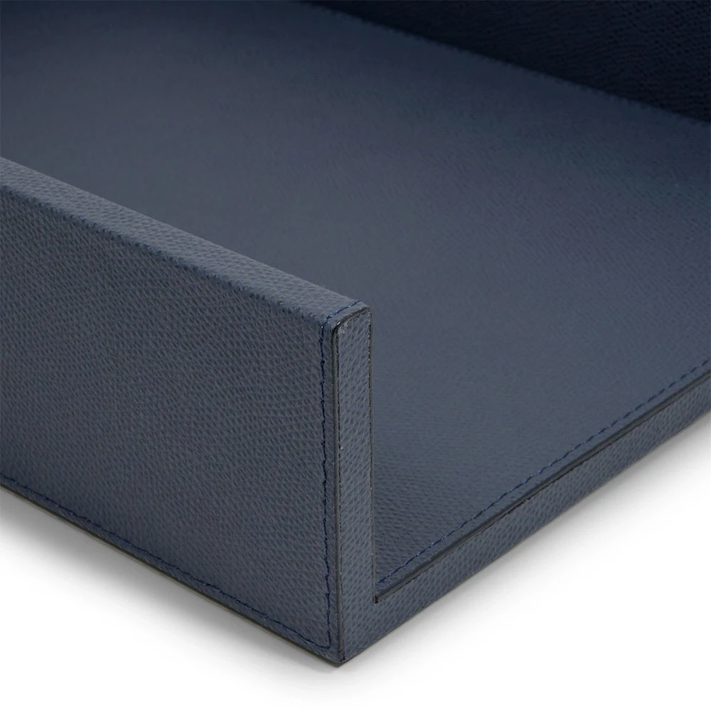 A4 letter tray, leather, dark blue