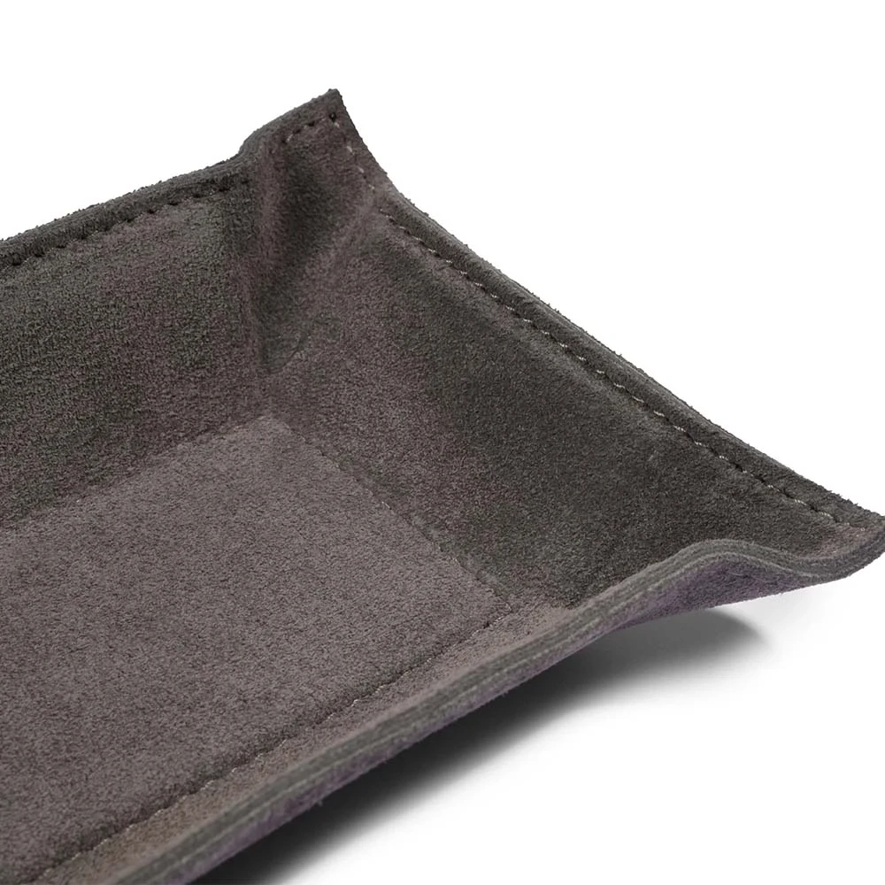 Valet tray rectangular, suede leather, 32 x 13 cm, lava
