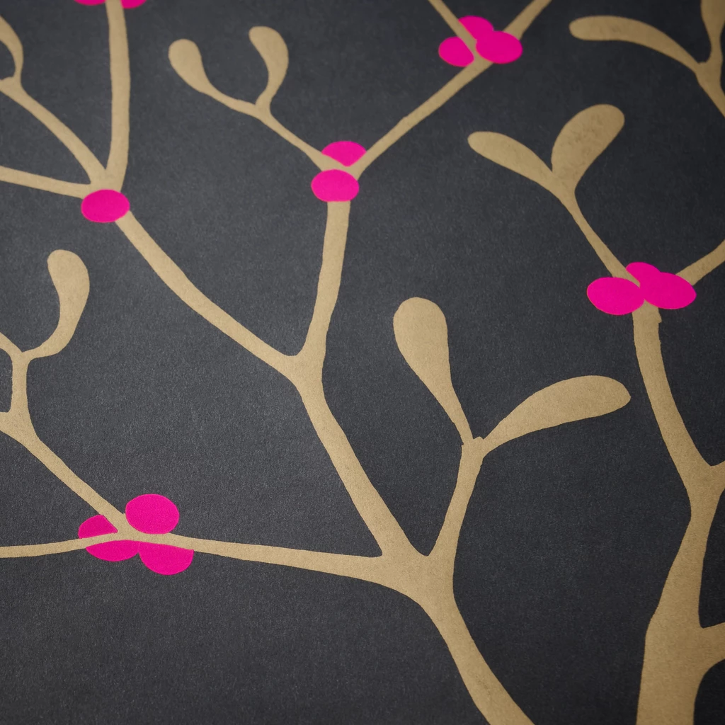 Wrapping paper mistletoe black  50 x 70 cm, 3 sheets