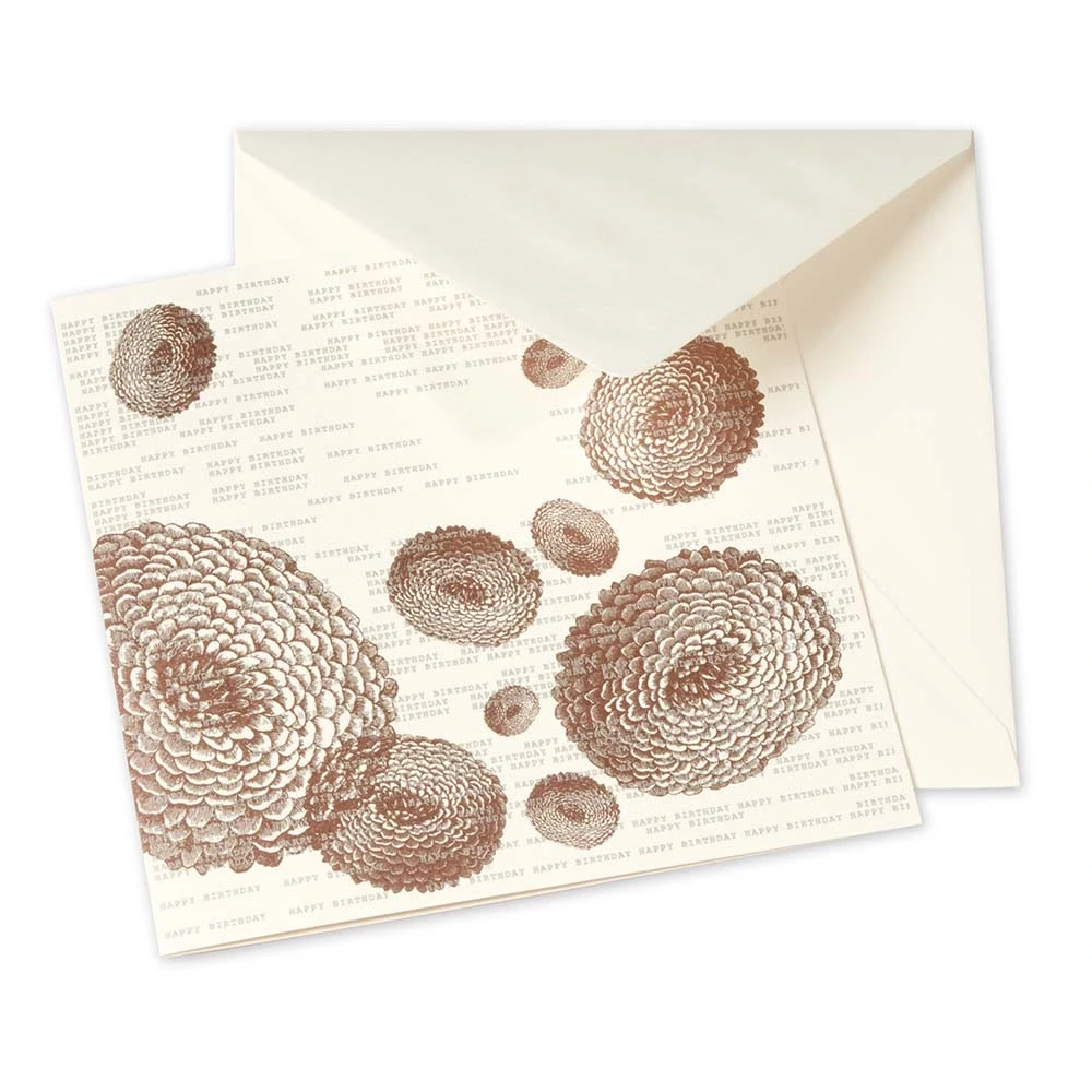 Greeting card Happy Birthday dahlia gold