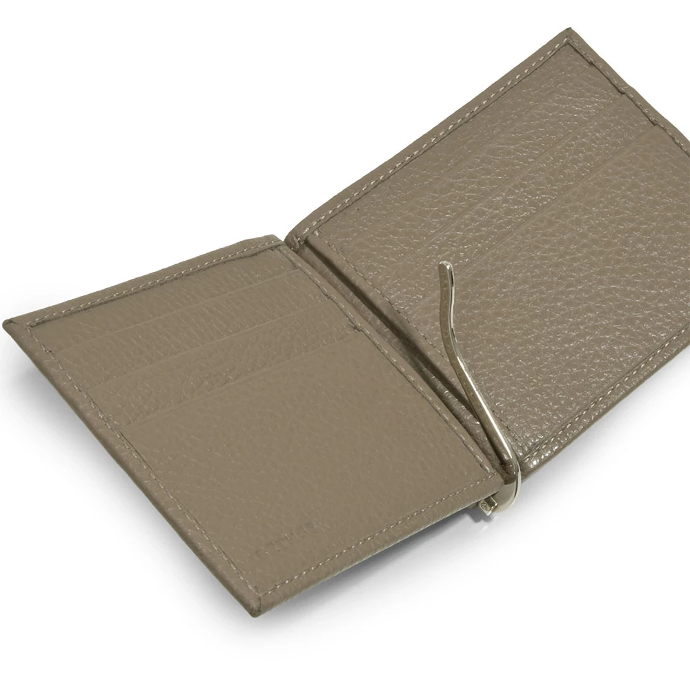 Card Wallet with Money Clip Adri, 6 cc, leather, taupe