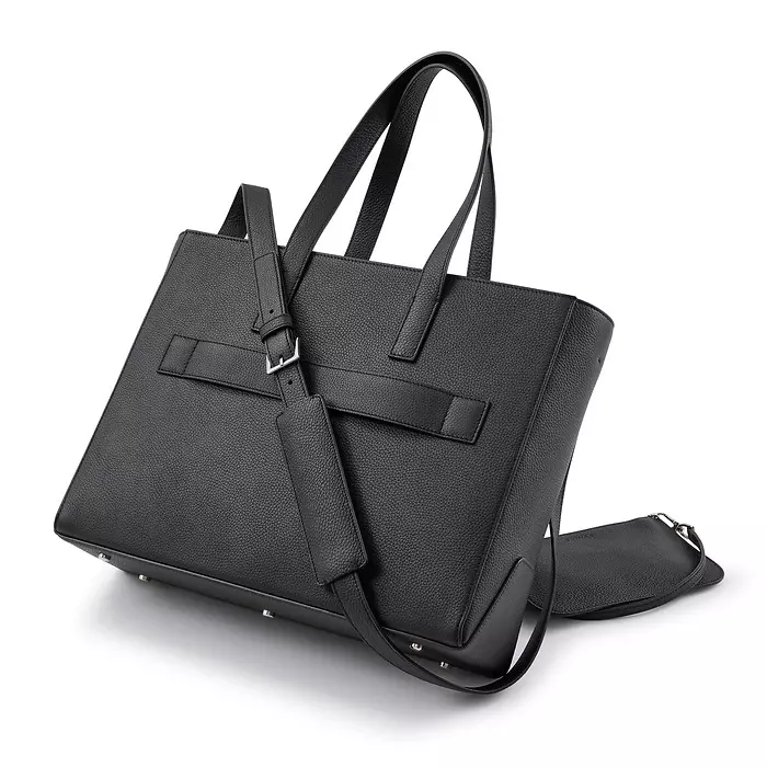 Business Shopper Tote Bag – Black Leather