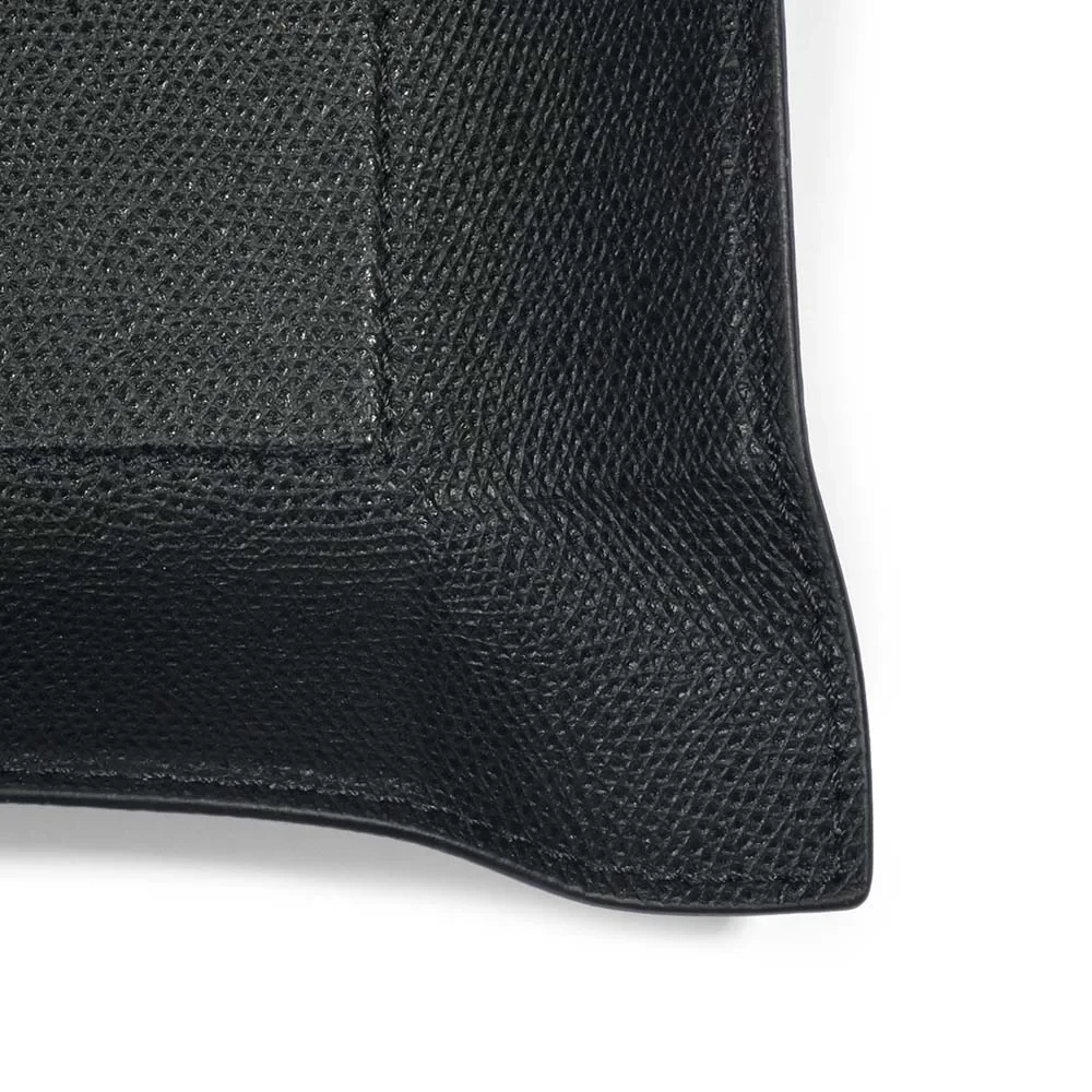 Valet tray rectangular, leather, 21 x 15 cm, black