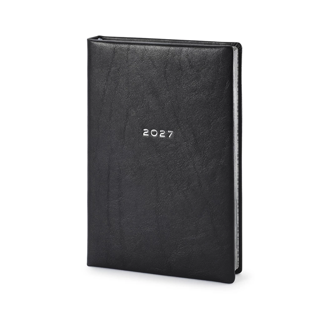 Daily Planner 2027 Verona Black Cowhide