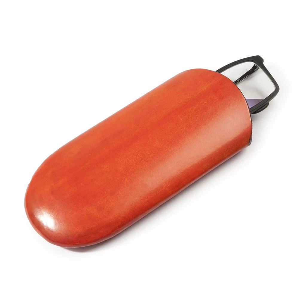 Glasses Case, leather, medium, orange