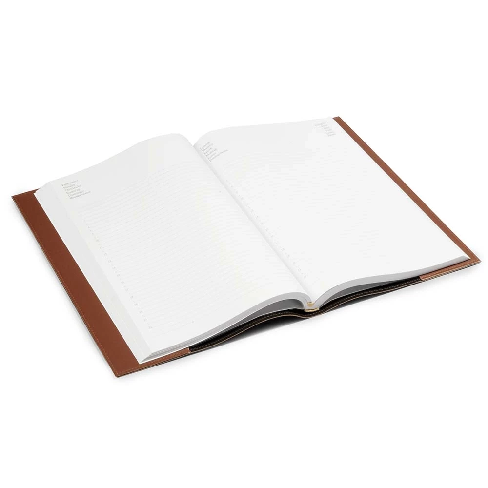 Book cover for DIN A4 books, smooth leather, brandy