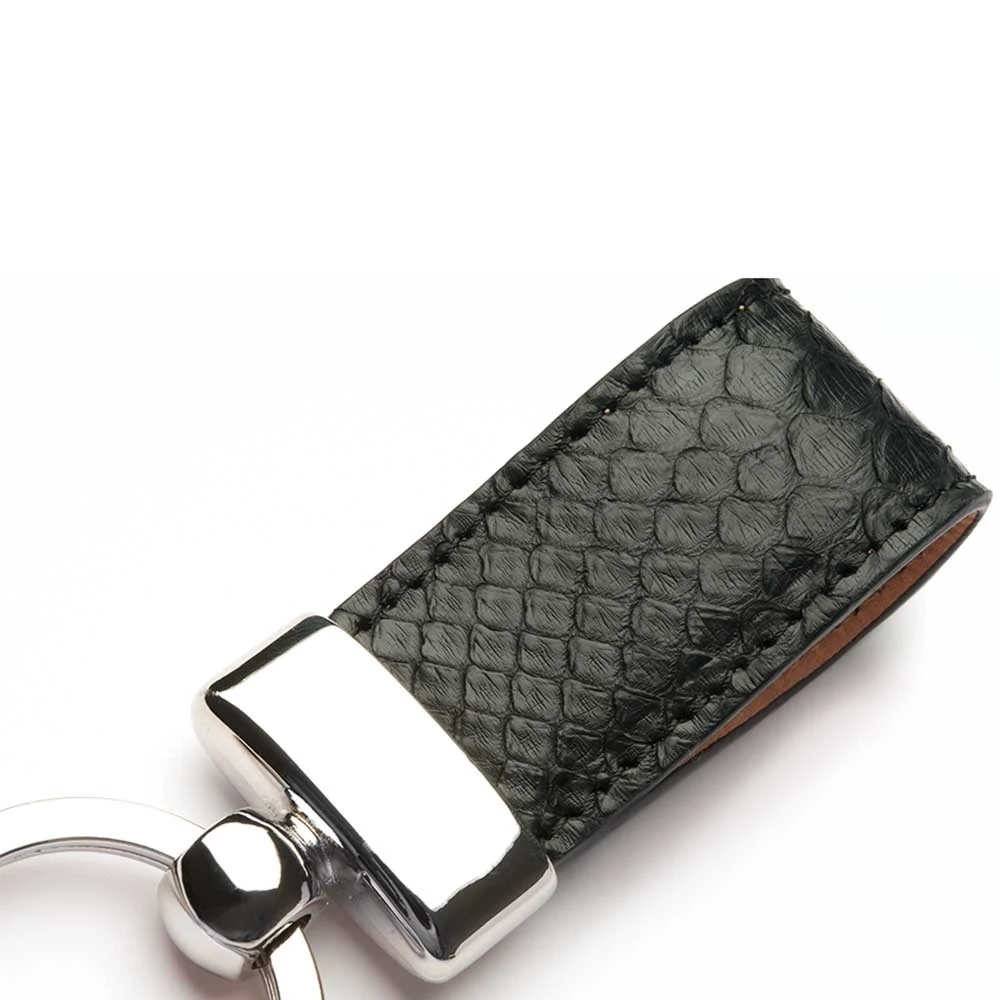 Key Ring, python leather, black
