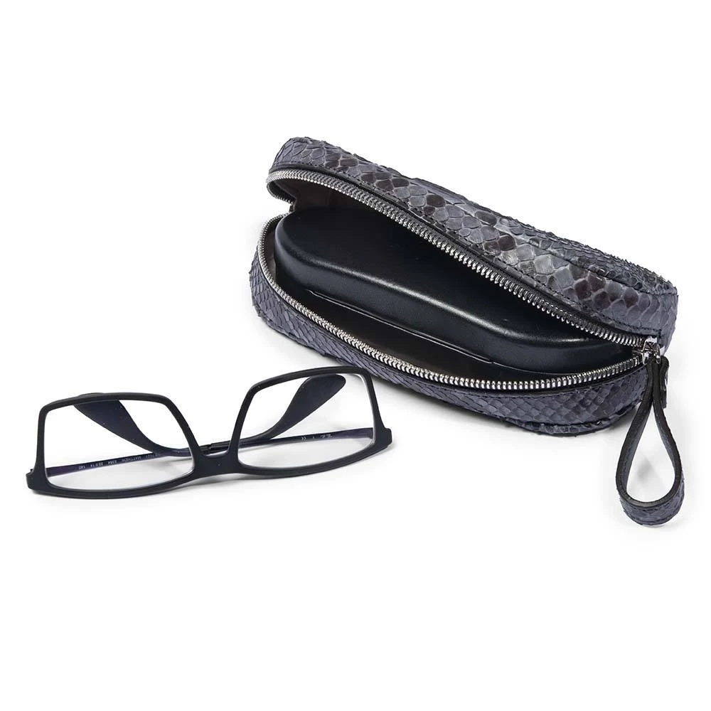 Pencil Case, python leather, large, black