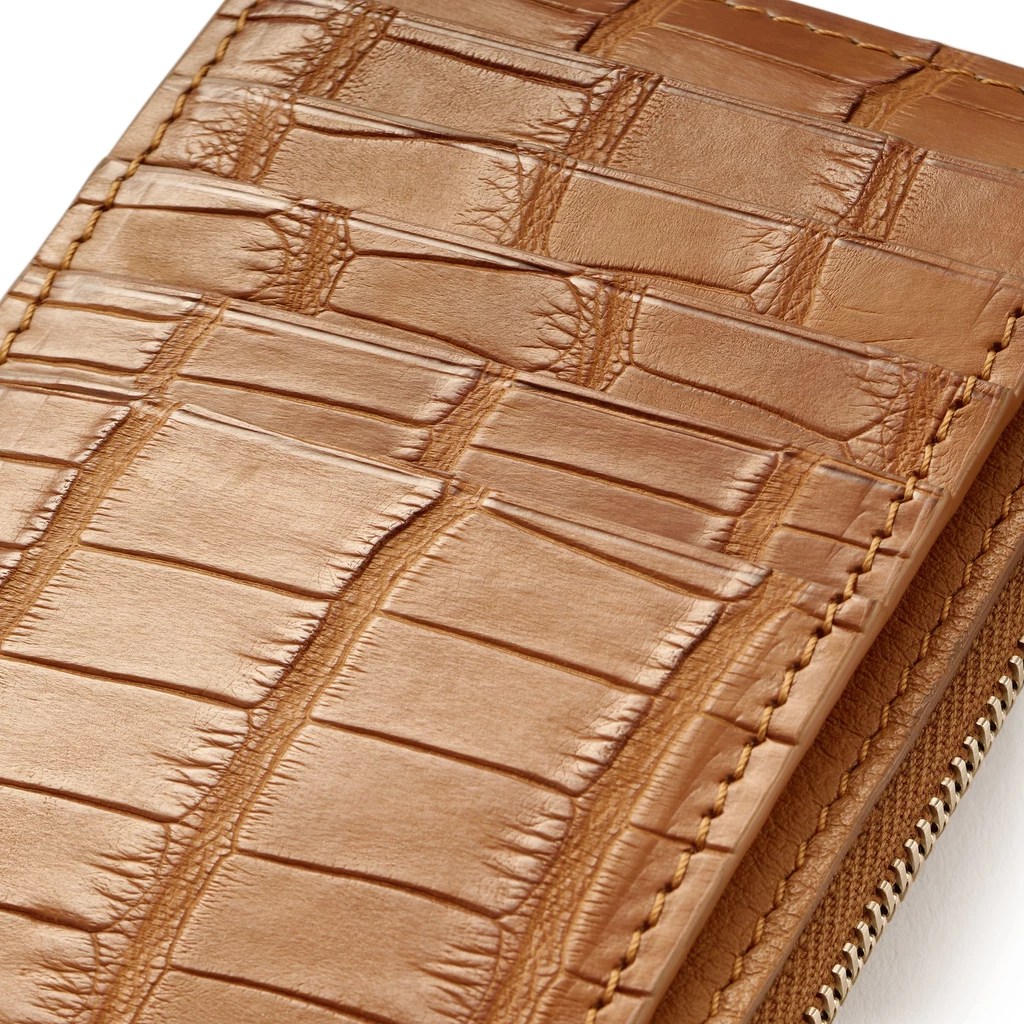 Card Holder with Key Ring, Alligator Leather