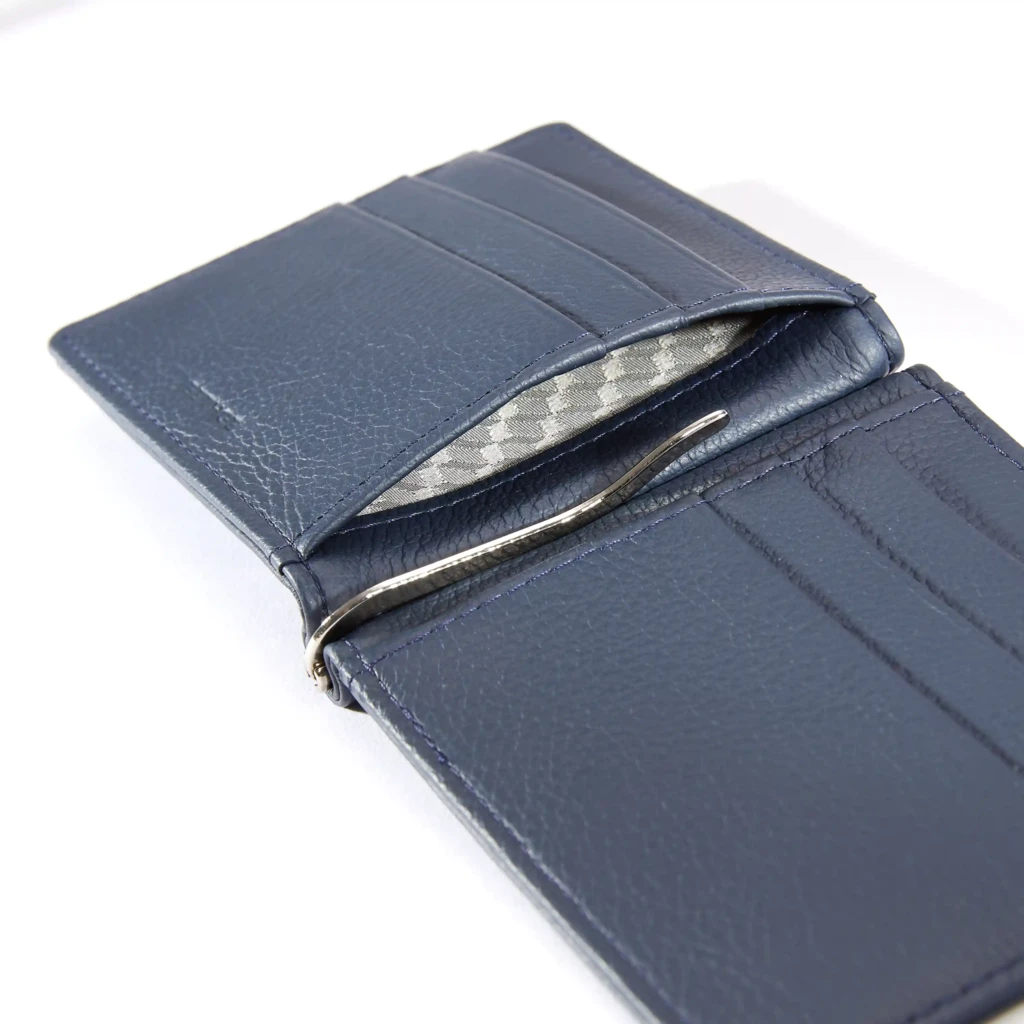 Card Wallet w. Money Clip, 6 cc, Koll. 1977, leather, blue