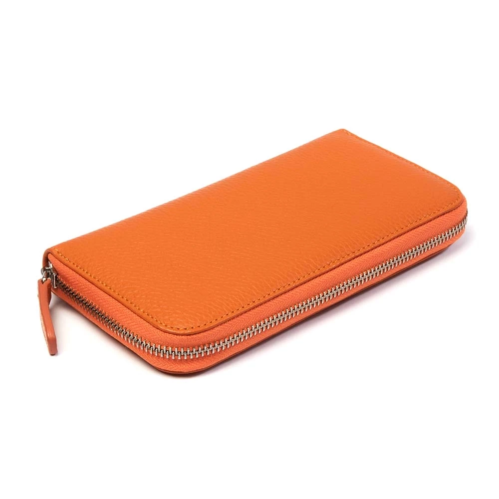 Wallet with Zip Adri, leather, large, orange