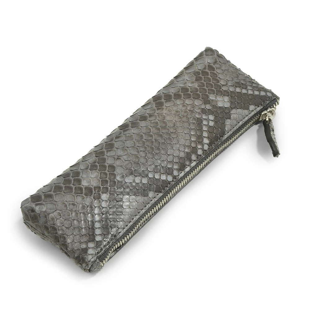 Pencil Case, python leather, dark grey