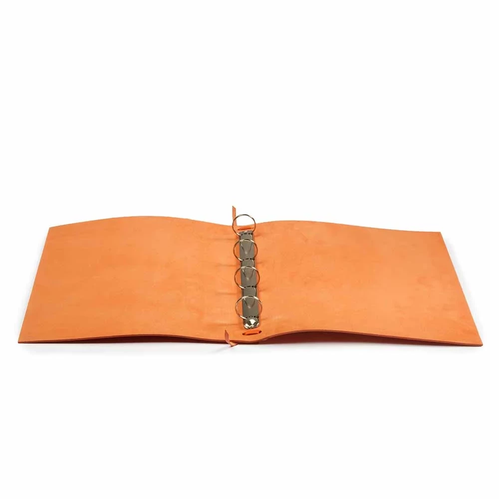 Ring Binder, A4, 4-ring mechanism, leather, orange