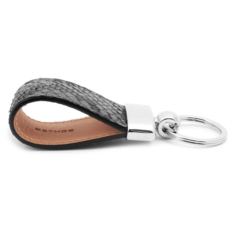 Key Ring, python leather, dark grey