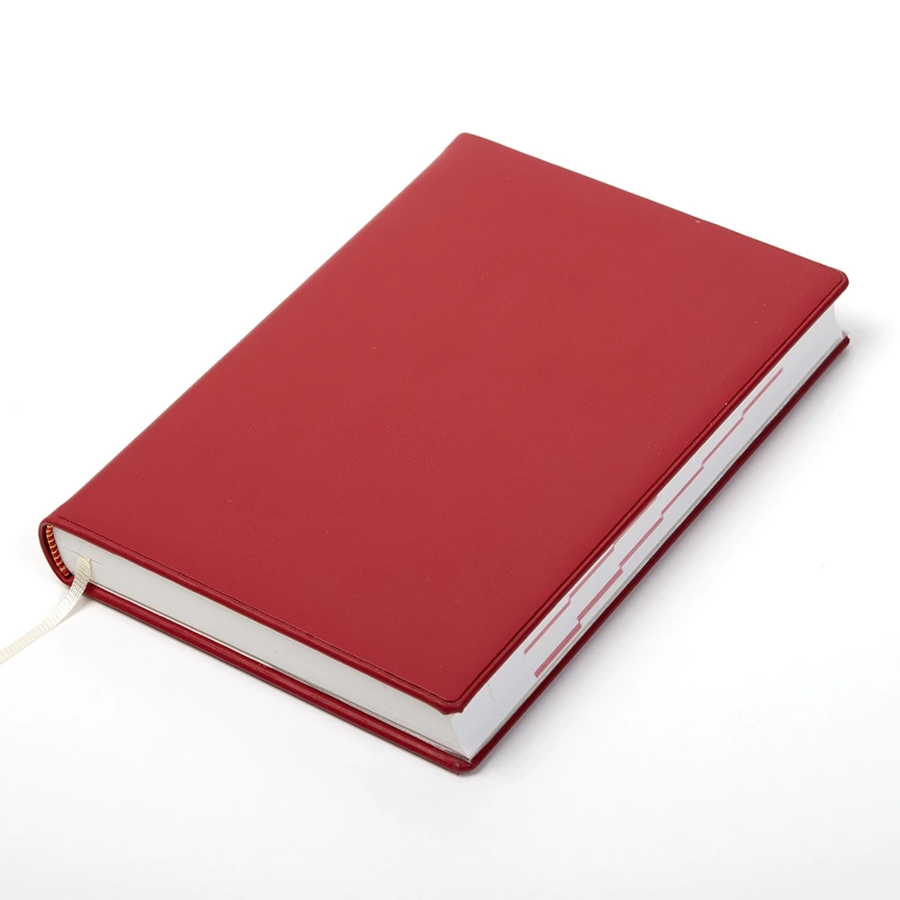 Ideal daily calendar 2026 faux leather TeBeskin ruby red