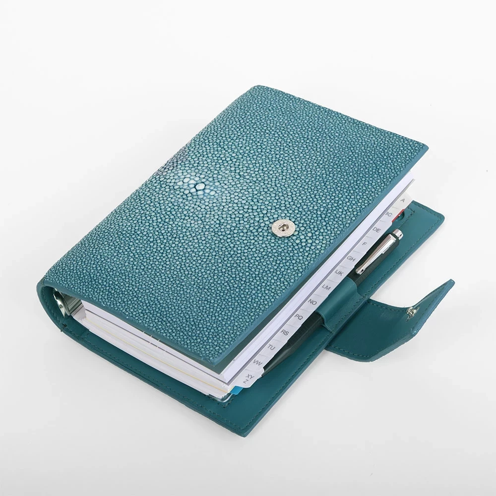 Personal Organiser, stingray leather, turquoise
