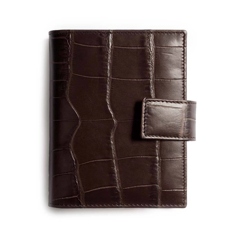 Pocket Planner, alligator-embossed leather, dark brown