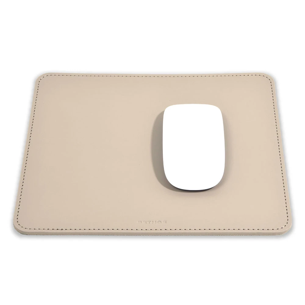 Mouse Mat, leather, 24.5 x 21  cm, taupe