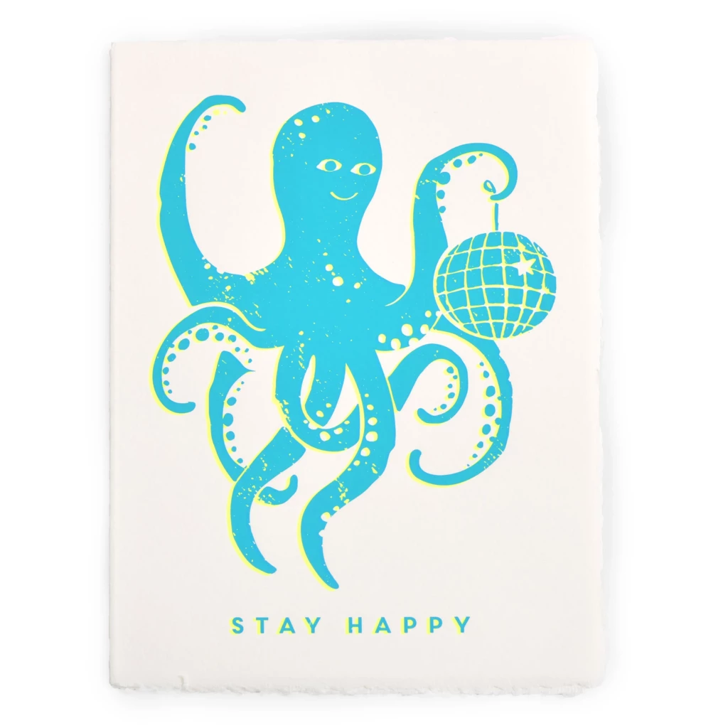 Greeting card stay happy laid  paper