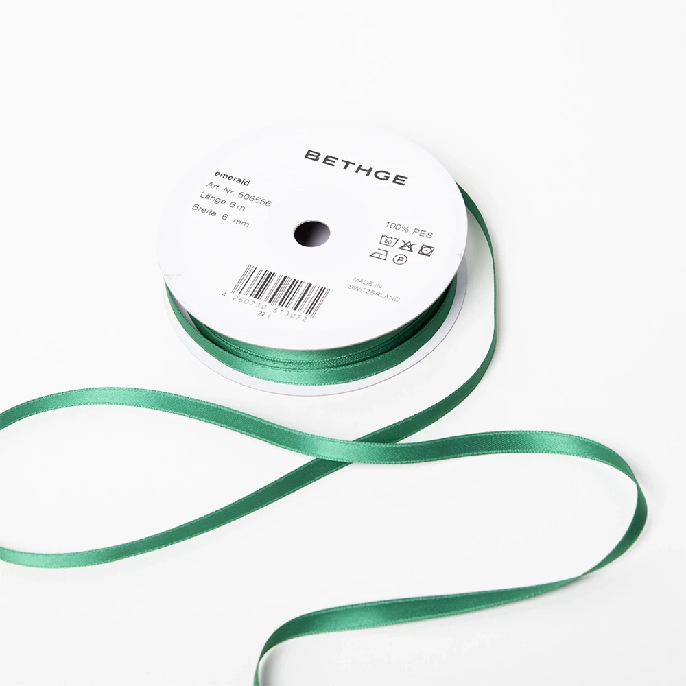 Satin ribbon, Width 6mm, Emerald