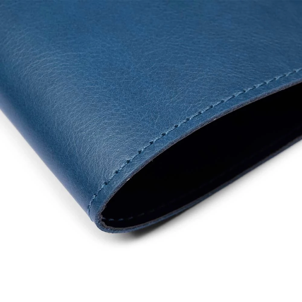 Book cover for DIN A5 books, leather Dolce, blue