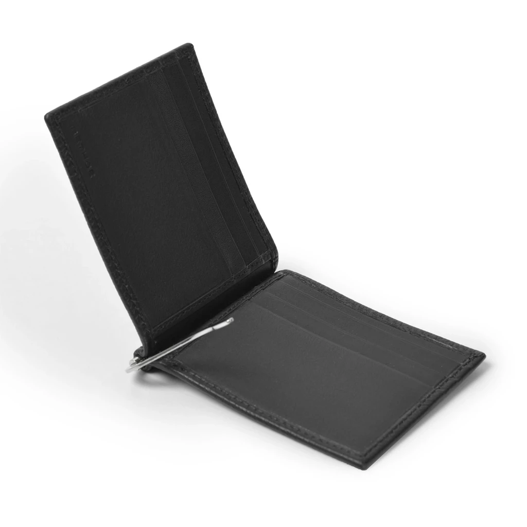 Card Wallet with Money Clip Adri, 6 cc, leather, black