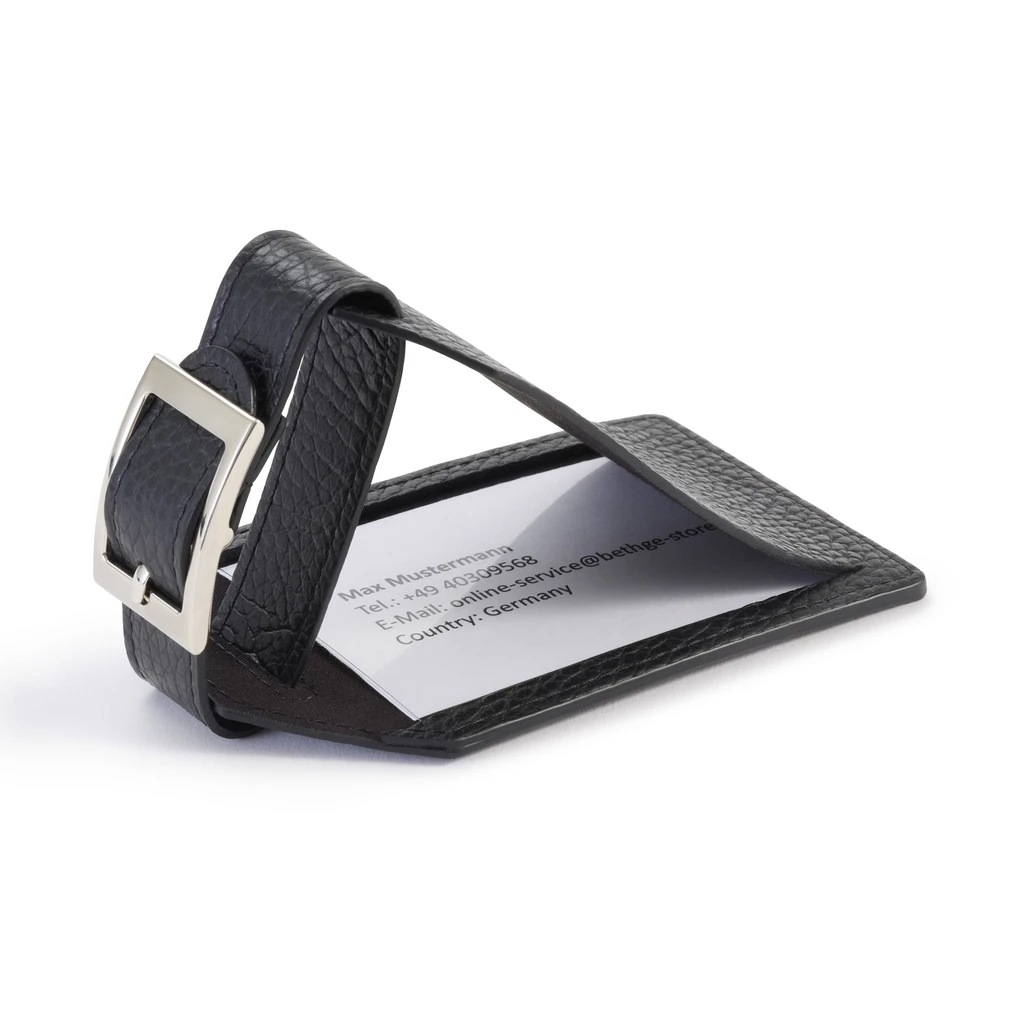 Luggage Tag Adri Leather Black